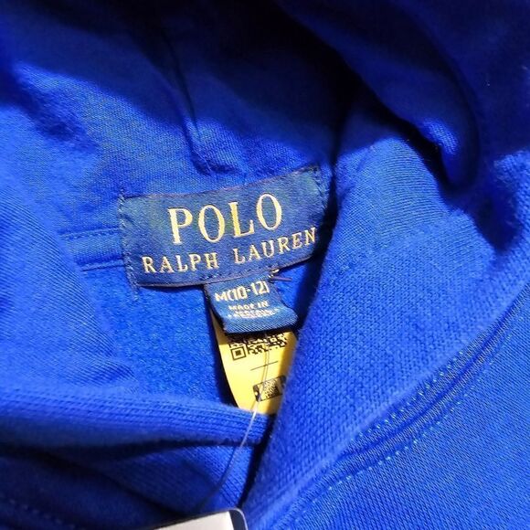 Polo Ralph Lauren Varsity Logo Hoodie Blue Orange Youth Medium M Cotton Blend LE - Picture 9 of 9